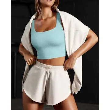 OQQ Women's Summer 3 Pack Ribbed Tank Tops