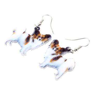 DOWAY Acrylic Dog Earrings Dangle Drop Fashion Pet Jewelry for Women Charm Gift (Papillon Dog)
