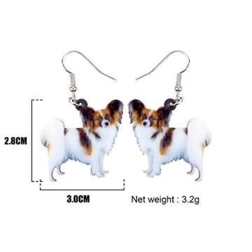 DOWAY Acrylic Dog Earrings Dangle Drop Fashion Pet Jewelry for Women Charm Gift (Papillon Dog)