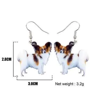 DOWAY Acrylic Dog Earrings Dangle Drop Fashion Pet Jewelry for Women Charm Gift (Papillon Dog)