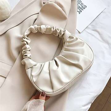 Larcenciel Handbags for Women, Fashion Cloud Ruched Shoulder Bags-Soft Faux Leather Clutch Purses, V...
