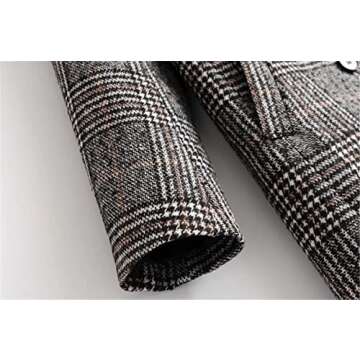 Women Winter Plaid Overcoat Stylish Long Grey Coat