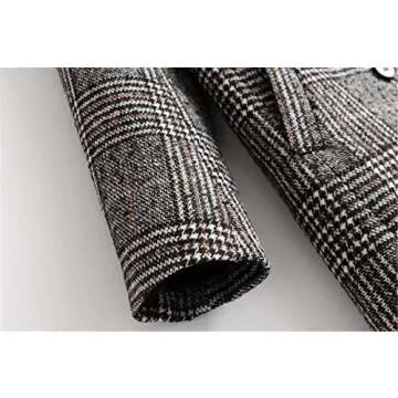 Women Winter Plaid Overcoat Stylish Long Grey Coat