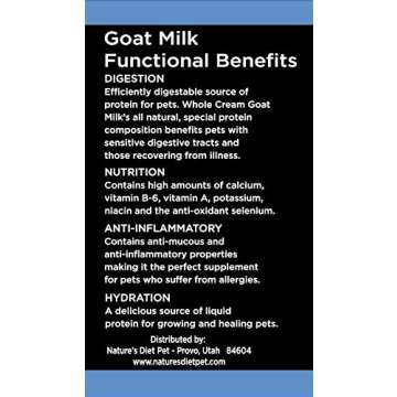 Nature's Diet Pet Dried Whole Cream Goat Milk for use as High Protein, Hypoallergenic Digestion, Ant...