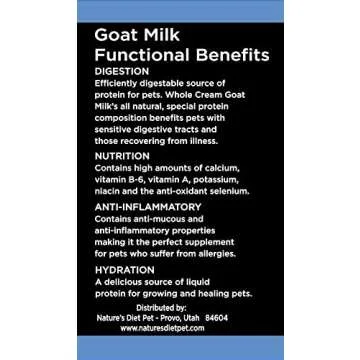 Nature's Diet Pet Dried Whole Cream Goat Milk for use as High Protein, Hypoallergenic Digestion, Ant...