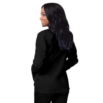 Sivvan Scrubs for Women - Front Snap Warm-Up Jacket - S8306 - Black - S