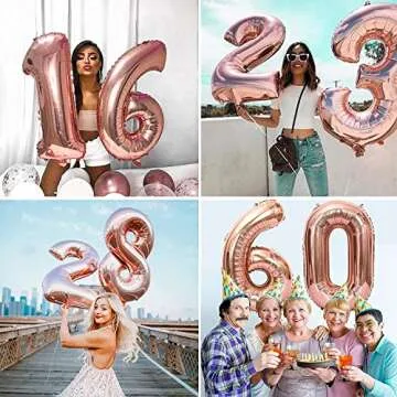 40 Inch Rose Gold Jumbo 2 Number Balloon for Parties