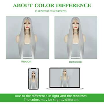 AISI QUEENS Silver Long Straight Wig for Cosplay