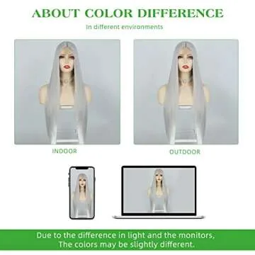 AISI QUEENS Silver Long Straight Wig for Cosplay