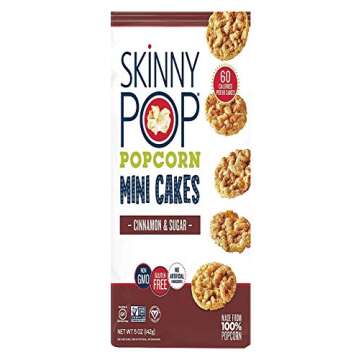 SKINNYPOP Cinnamon & Sugar Popcorn Mini Cakes, Low-Calorie, Gluten-Free Treat, 5 Ounce