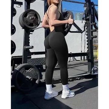 Stylish MOOSLOVER Strappy Backless Jumpsuit for Workouts