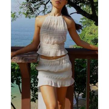 YOENAESGI Two Piece Skirt Sets for Women - Stylish Beach Vacation Outfit Set