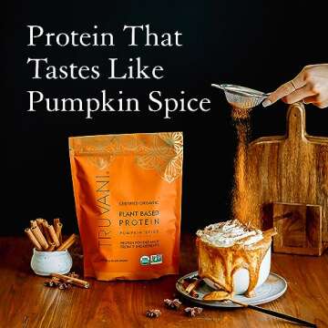 Truvani Vegan Pea Protein Powder | Pumpkin Spice | 20g Organic Plant Based Protein | 20 Servings | Keto | Gluten & Dairy Free | Low Carb | No Added Sugar