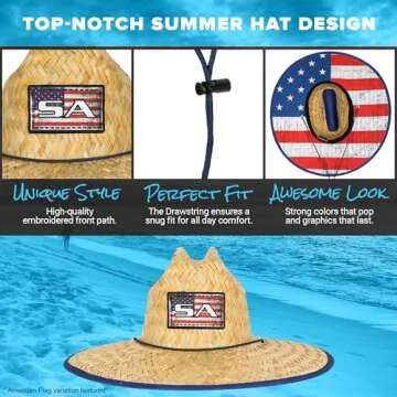 S A Company Summer Straw Hats for UV Sun Protection | Unisex Adult (American Flag Hat 2.0)