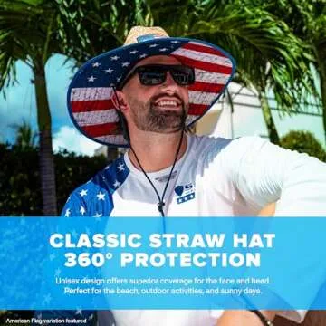 S A Company Summer Straw Hats for UV Sun Protection | Unisex Adult (American Flag Hat 2.0)