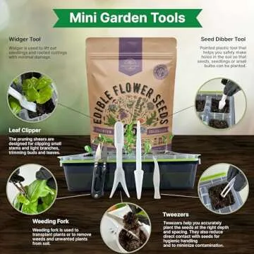 Organo Republic 25 Edible Flower Seeds Variety Pack- Indoor/Outdoor. 8000+ Non-GMO Heirloom: Anise, Hyssop, Nasturtium, Pansy, Echinacea, Lavender, Chives Seeds & More