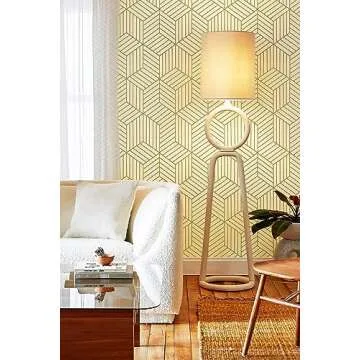 CiCiwind 78.7”x17.7”Gold and Beige Geometry Wallpaper