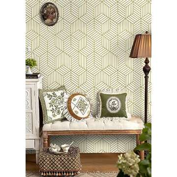CiCiwind 78.7”x17.7”Gold and Beige Geometry Wallpaper