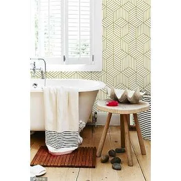 CiCiwind 78.7”x17.7”Gold and Beige Geometry Wallpaper