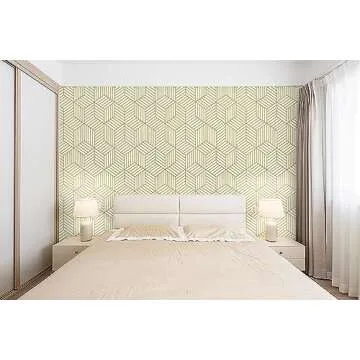 CiCiwind 78.7”x17.7”Gold and Beige Geometry Wallpaper
