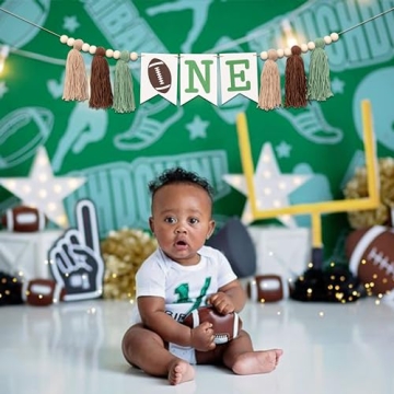 VANGNING Football Birthday High Chair Banner for First Year