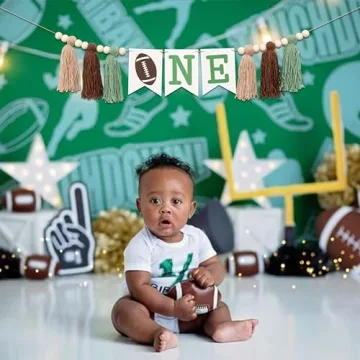 VANGNING Football Birthday High Chair Banner for First Year