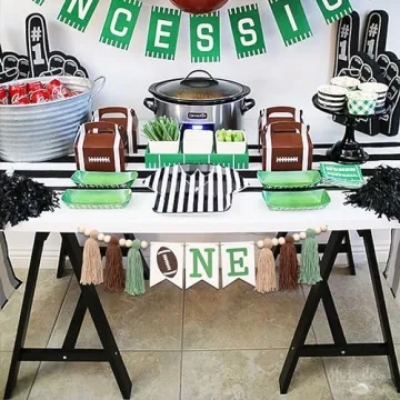 VANGNING Football Birthday High Chair Banner for First Year