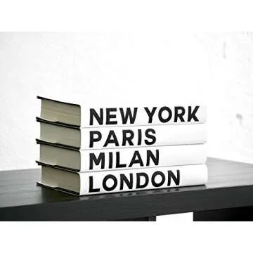 Fashion Cities Decorative Books, Books for Decorating Coffee Tables and Shelves, Set of 4, New York Paris Milan London Book Home Decor