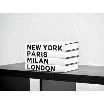 Fashion Cities Decorative Books, Books for Decorating Coffee Tables and Shelves, Set of 4, New York Paris Milan London Book Home Decor