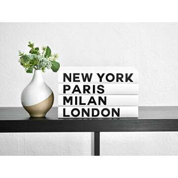 Fashion Cities Decorative Books, Books for Decorating Coffee Tables and Shelves, Set of 4, New York Paris Milan London Book Home Decor