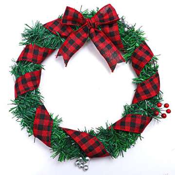 URATOT Red and Black Plaid Burlap Ribbon for Christmas Crafts