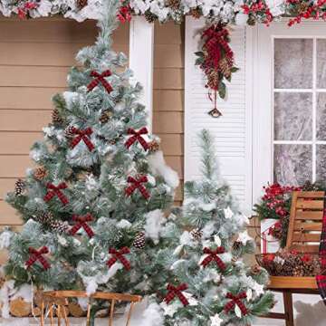 URATOT Red and Black Plaid Burlap Ribbon for Christmas Crafts