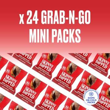 SkinnyDipped Dark Chocolate Peanut Butter Almonds - Healthy Snack Pack of 24