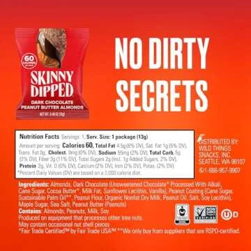 SkinnyDipped Dark Chocolate Almonds for Healthy Snacking