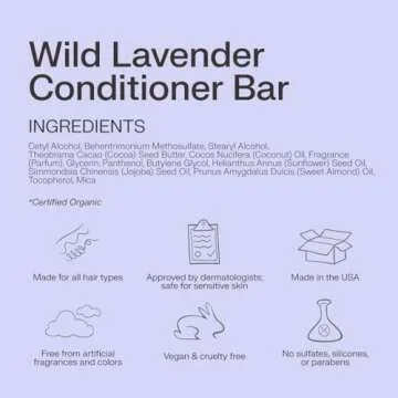 The Earthling Co. Conditioner Bar - Promote Hair Growth, Strengthen & Moisturize All Hair Types - Paraben & Sulfate Free formula with Natural Ingredients for Dry Hair (Wild Lavender, 1.8 oz)