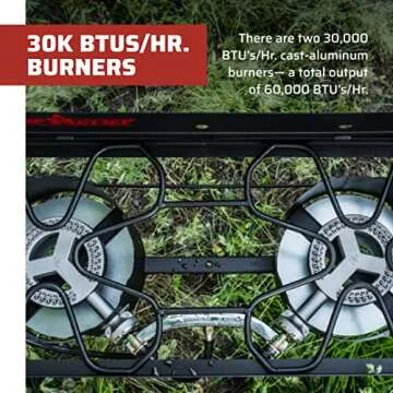 Camp Chef Explorer Two-Burner Stove - Portable Camping Cooking Stove for Outdoor Cooking - 448 Sq In Cooking Area - 14"