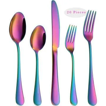 Rainbow Flatware Set 20 Pieces for 4 - Dishwasher Safe