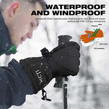 MCTi Waterproof Mens Ski Gloves - Warm & Durable