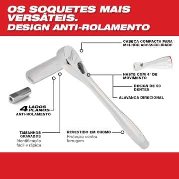 Milwaukee Electric Tools MLW48-22-9004 1/4In Ratchet & Socket Set - SAE & Metric