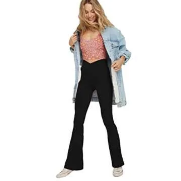 TOPYOGAS Women's Casual Bootleg Yoga Pants V Crossover High Waisted Flare Workout Pants Leggings Bla...