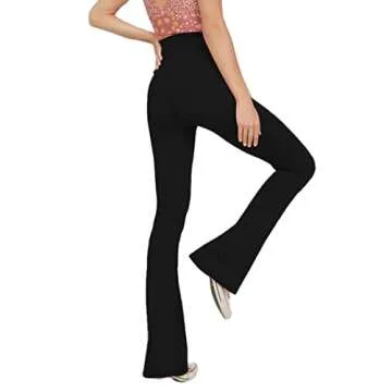 TOPYOGAS Women's Casual Bootleg Yoga Pants V Crossover High Waisted Flare Workout Pants Leggings Black