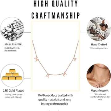 RWQIAN Rosegold Mama Necklace for Women Momma Mommy Mama Pendant Necklace Gifts for New Mom,Mom To Be Necklace Gift for First Mother's Day Mom's Birthday Pregnancy Pregnant Expecting Mom Gifts