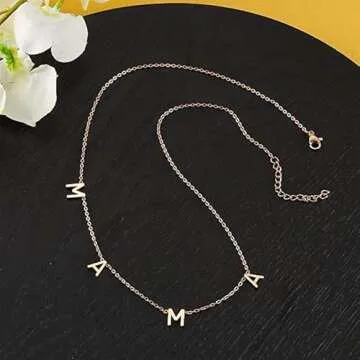 RWQIAN Rosegold Mama Necklace for Women Momma Mommy Mama Pendant Necklace Gifts for New Mom,Mom To Be Necklace Gift for First Mother's Day Mom's Birthday Pregnancy Pregnant Expecting Mom Gifts