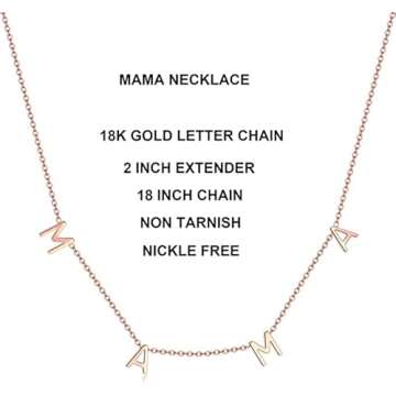 RWQIAN Rosegold Mama Necklace for Women Momma Mommy Mama Pendant Necklace Gifts for New Mom,Mom To Be Necklace Gift for First Mother's Day Mom's Birthday Pregnancy Pregnant Expecting Mom Gifts