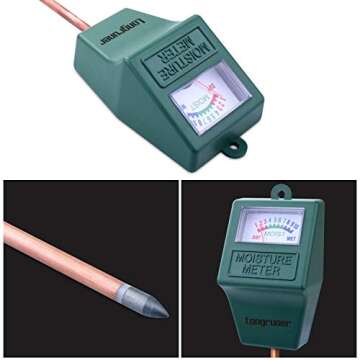 Longruner Soil Moisture Meter, Garden Moisture Sensor Hygrometer Soil Water Monitor for Farm/Lawn/Indoor/Outdoor Plants
