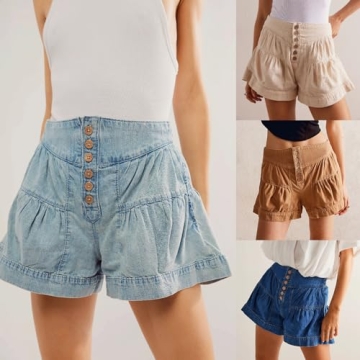 Stylish Ruffle Hem Denim Shorts for Women