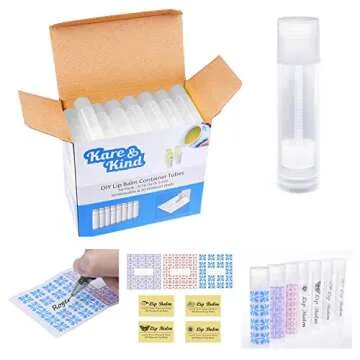 Lip Balm Container Tubes - 50-Pack - DIY - Transparent- 3/16 Oz (5.5 ml) - Including 50 Writeable & ...