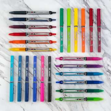 PILOT Precise V5 RT Refillable & Retractable Liquid Ink Rolling Ball Pens, Extra Fine Point (0.5mm) Black/Blue/Red Inks, 3-Pack (26053)