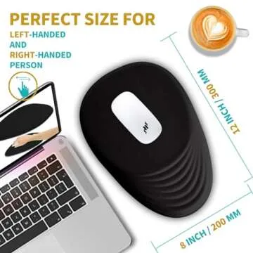 Hokafenle Ergonomic Mouse Pad Wrist Support with Stepped-Wedge Design, Wrist Rest Pain Relief Mousepad Filled with Memory Foam, Carpal Tunnel Mousepad for Wireless Mouse(12x8 inch, Black)