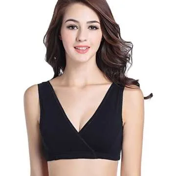 CAKYE 3 Pack Maternity Nursing Sleep Bra Breastfeeding Cotton Bralette (Medium)